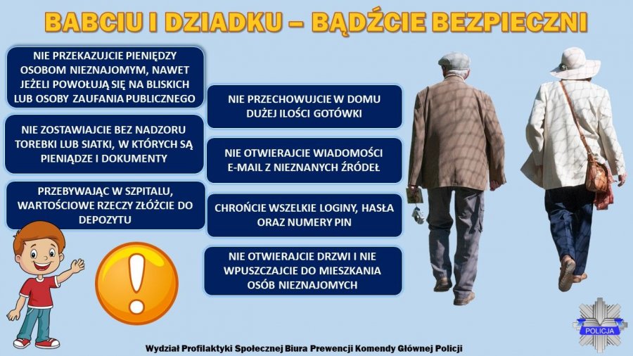 Babciu i Dziadku Bądzćie Bezpieczni - infografika z poradami dla seniorów