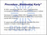 Slajd prezentujący statystykę procedury Niebieskiej Karty w Mysłowicach. W 2020r. sporządzono 275 niebieskich kart.